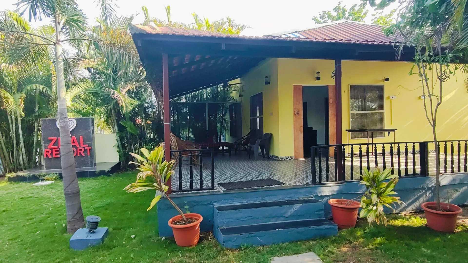 Exterior view and outdoor space of Pine Cottage at Zeal Resort Tadoba