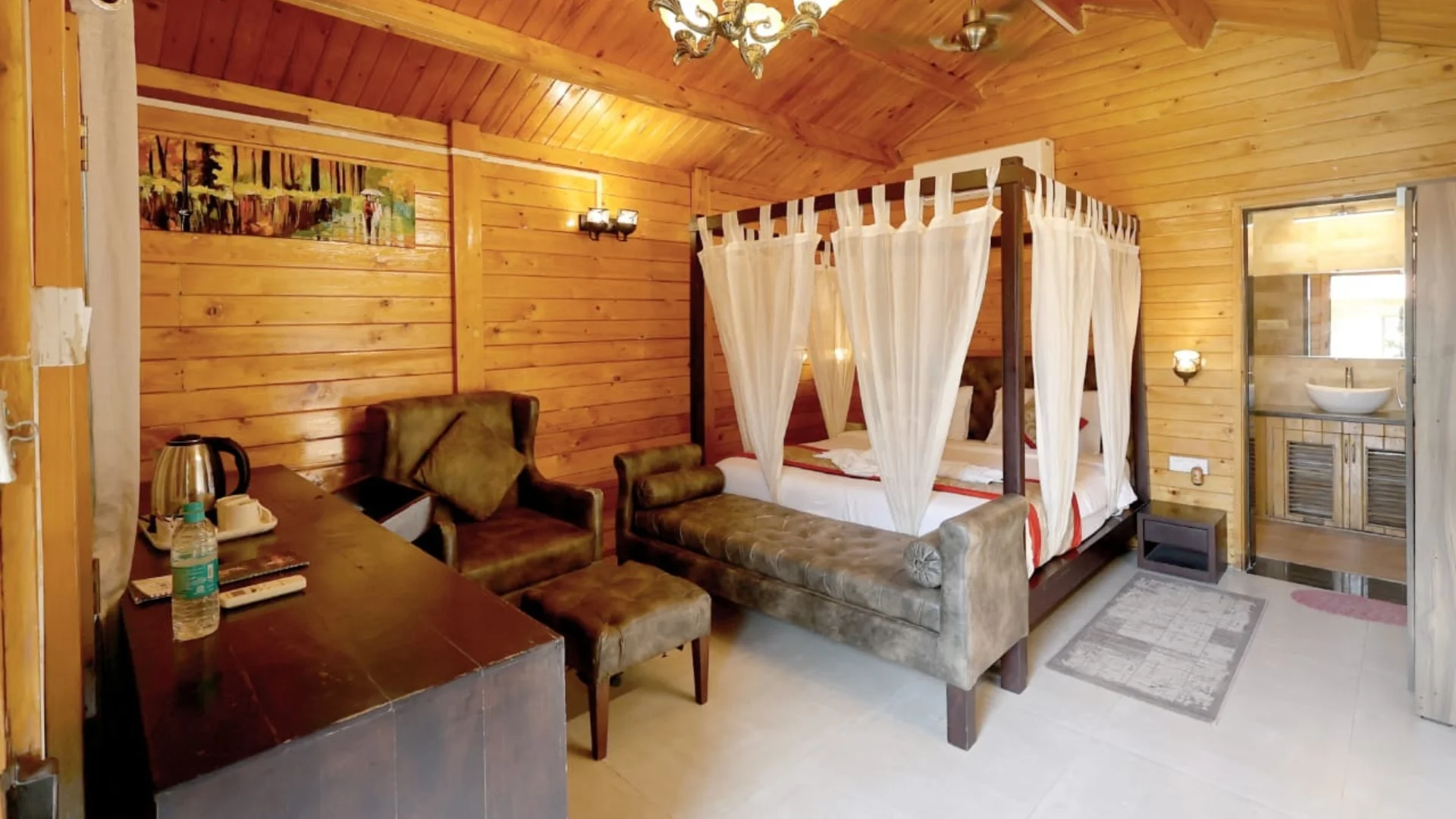 Deluxe Room interior of Pine Luxury Cottage at Zeal Resort Tadoba